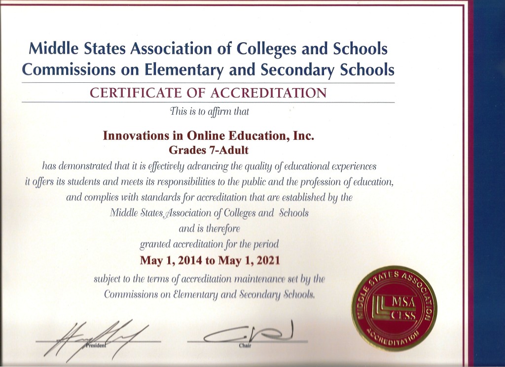 MSA Accreditation for Innovations in Online Education